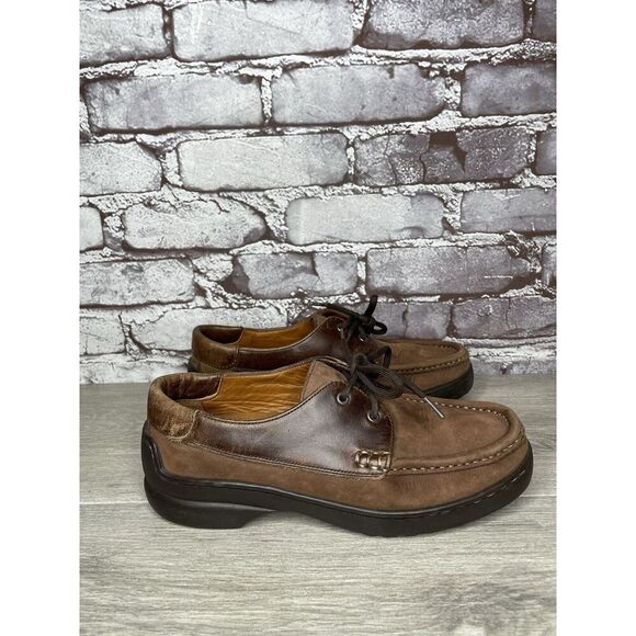 Bally Grimsela Brown Leather Moc Toe Casual Lace Shoes Women’s Sz 7M US/37.5EU - Picture 10 of 16